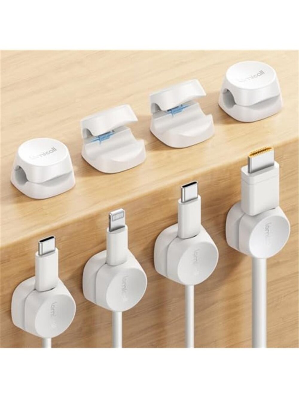 Cable Management Clips Spring Lock Cord Organizer Adhesive Wire Holder Desk